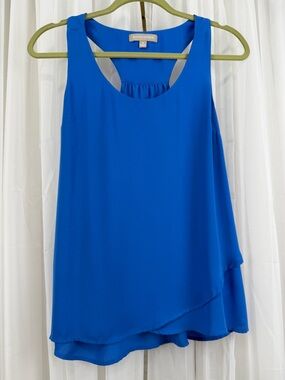 Banana Republic Blue Racerback Tank Blouse Flow Layered Size S